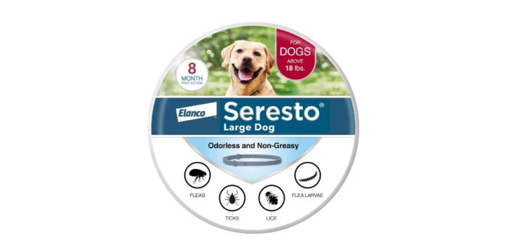 Odorless and non-greasy Seresto flea and tick prevention collar for dogs over 18 pounds