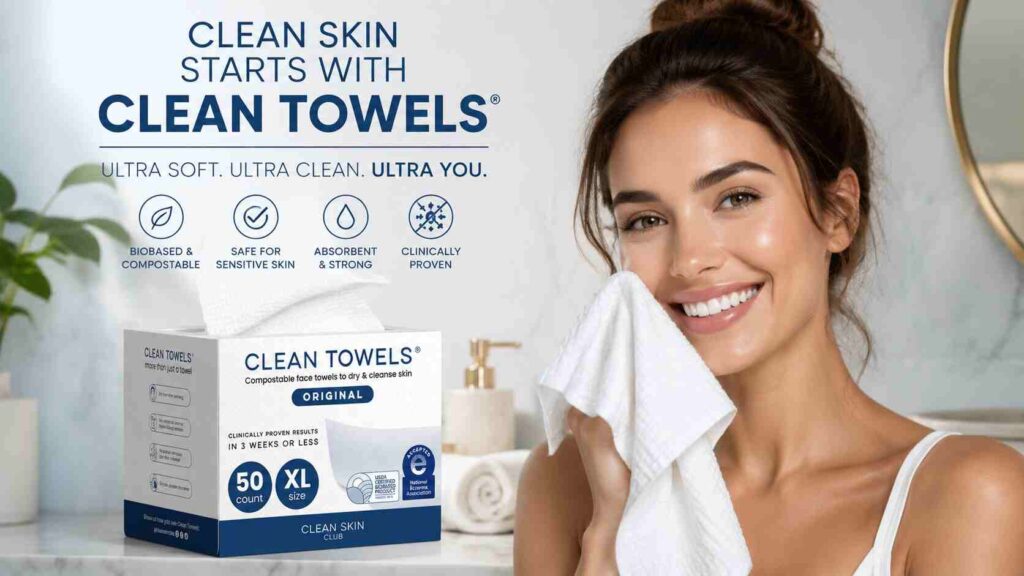 Clean Skin Club Towels XL disposable face towel packaging