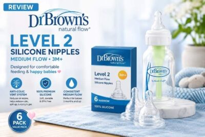 Dr. Brown’s Level 2 narrow baby bottle silicone nipples for babies 3 months and older