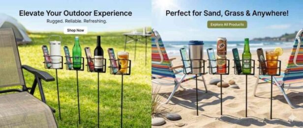 Heavy-duty outdoor cup holders for beach camping and backyard parties