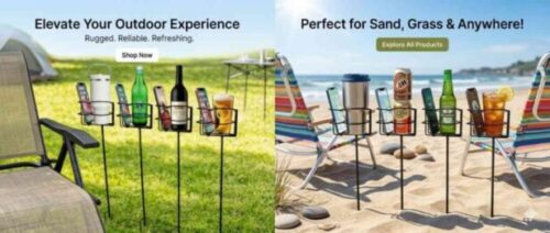 Heavy-duty outdoor cup holders for beach camping and backyard parties