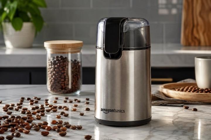 Amazon Basics stainless steel electric coffee grinder for home coffee beans and spices