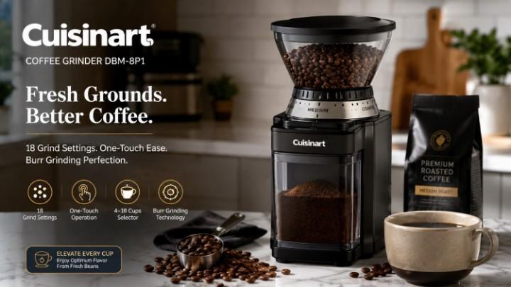 Cuisinart Coffee Grinder automatic burr grinder with 18-position grind selector