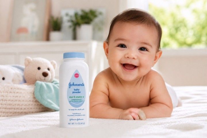 Johnson's Baby Powder with Aloe and Vitamin E for delicate baby skin care
