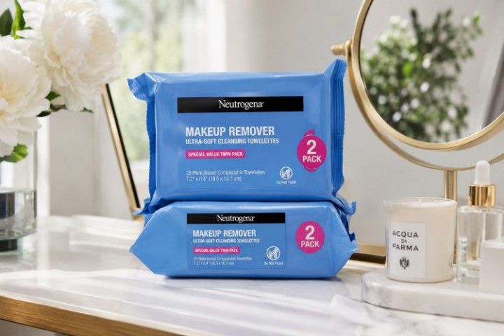 Neutrogena Makeup Remover Micellar Wipes 2 pack with plant based cloths removing waterproof makeup and facial impurities