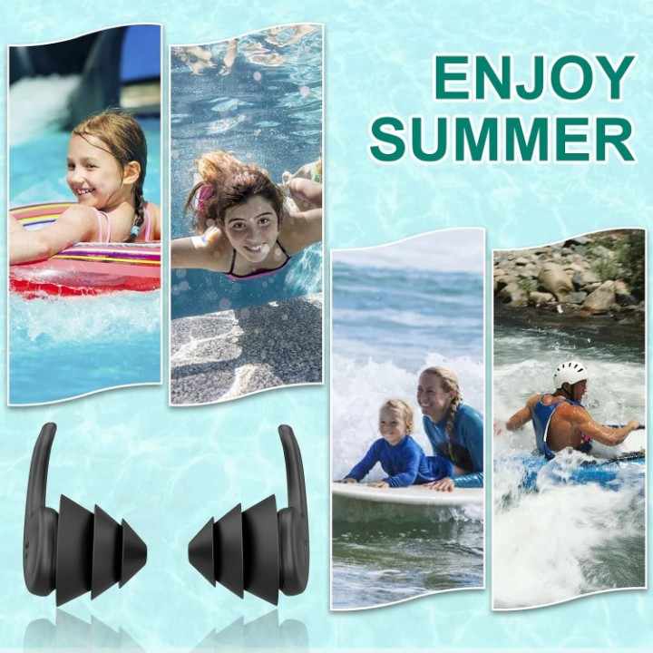 Waterproof swim ear plugs used while snorkeling in clear ocean water