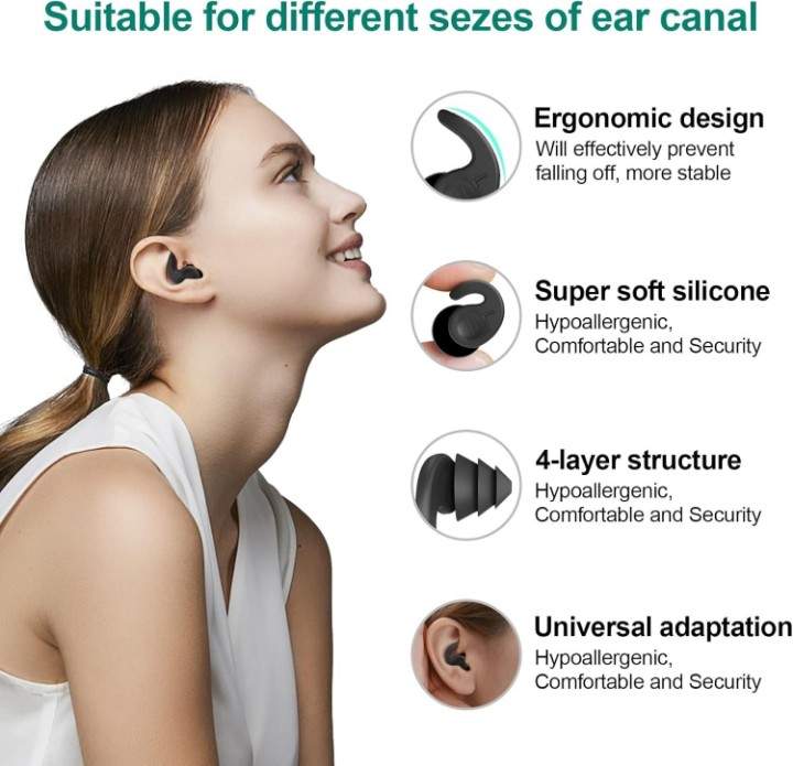 Reusable waterproof silicone ear plugs for swimming adults and teens
