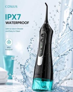 COSLUS C20 IPX7 waterproof cordless water flosser with water droplets