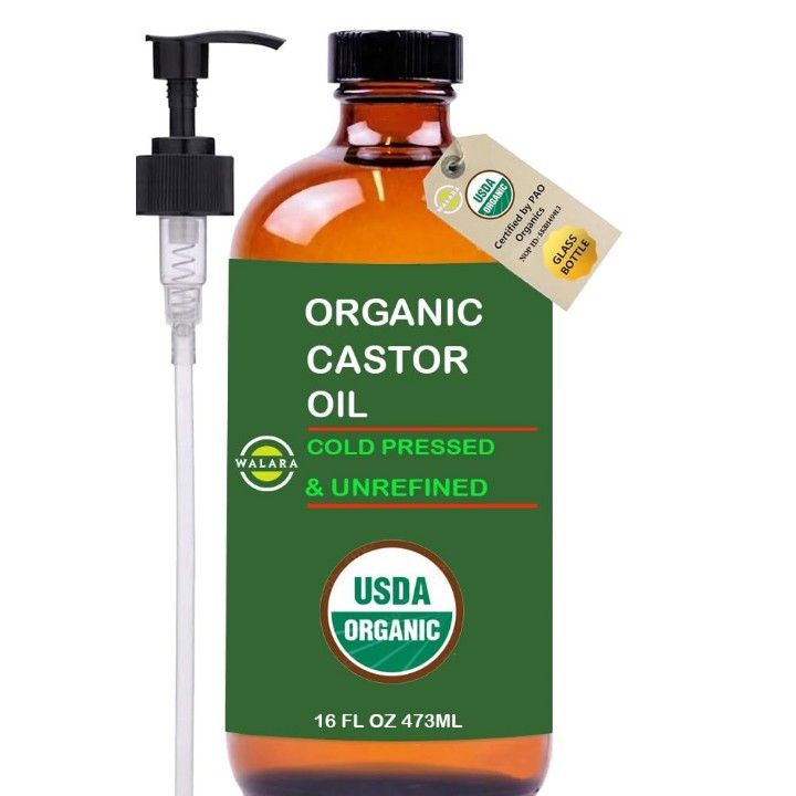 Organic Castor Oil for healthier-looking hair, skin, eyebrows, eyelashes, and beard care.