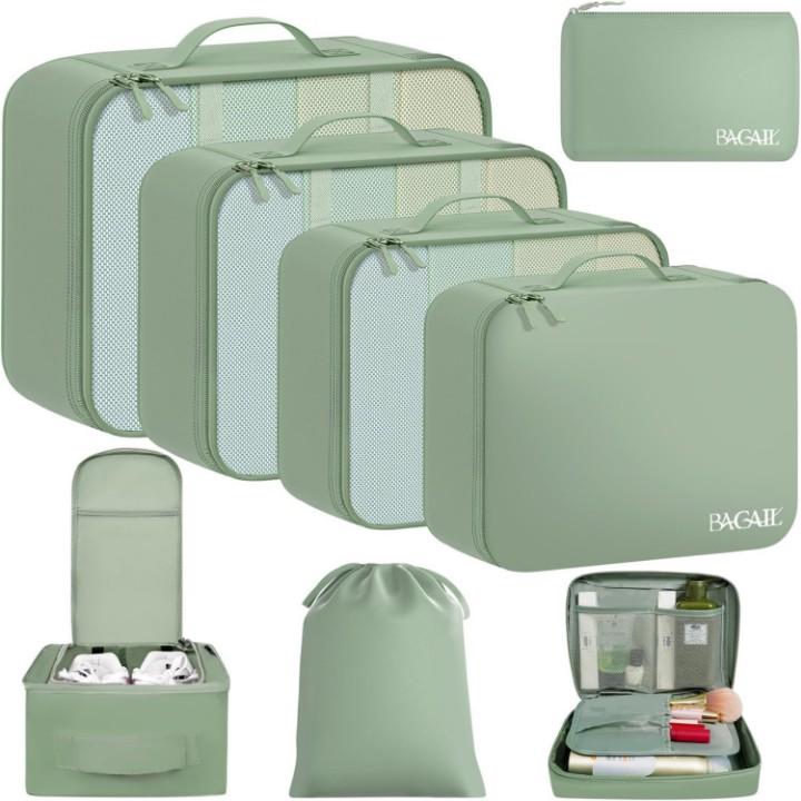 Travel suitcase organized using BAGAIL luggage packing cubes