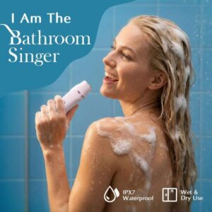 Woman using the Risina Electric Razor for Women on her legs in a bright bathroom.