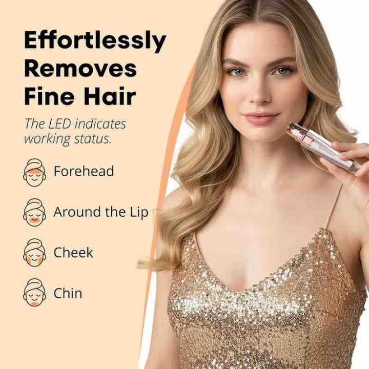 Woman using the VG VOGCREST facial hair remover on her upper lip for quick and gentle hair removal.