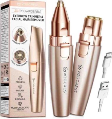 VG VOGCREST Eyebrow and Facial Hair Remover with LED Light in Rose Gold
