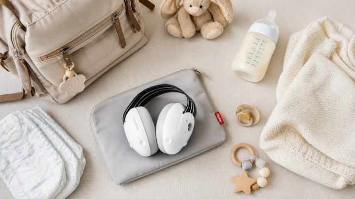 Alpine Muffy Baby ear muffs included with baby travel essentials