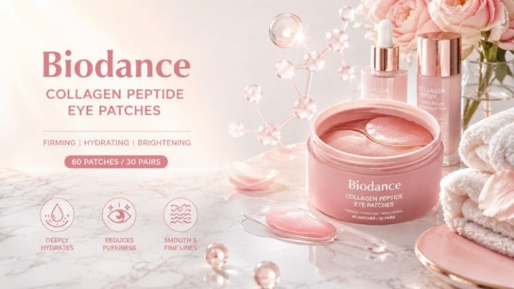 BIODANCE Collagen Peptide Eye Patches for reducing puffiness, fine lines, wrinkles, and under-eye bags.