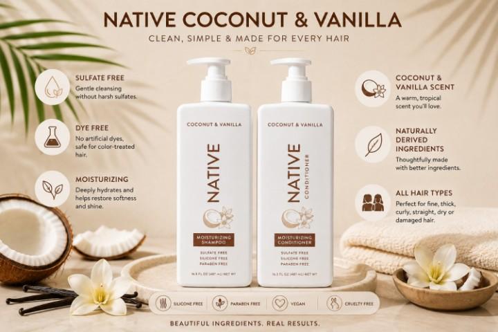 Native Coconut and Vanilla shampoo conditioner buying guide