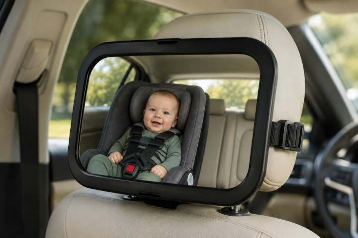 Wide crystal-clear reflection of Shynerk baby car mirror 