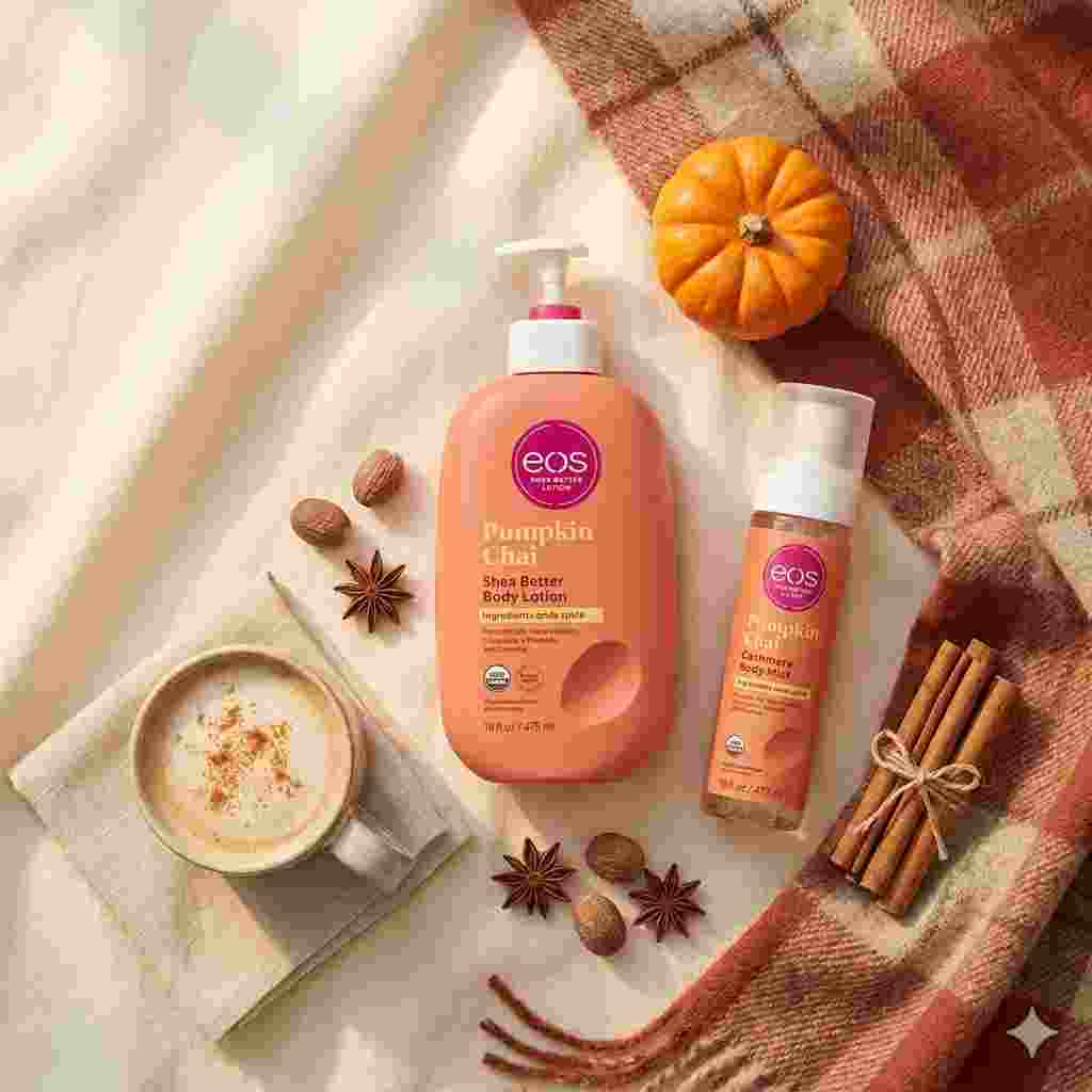 eos Pumpkin Chai lotion and body mist fragrance layering