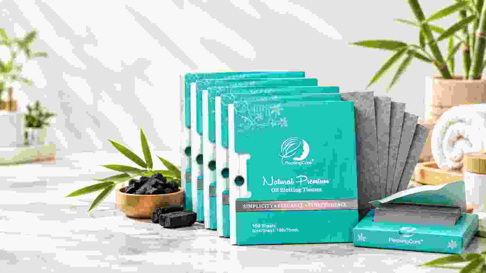 PleasingCare Bamboo-Charcoal oil-absorbing sheets for face six-pack